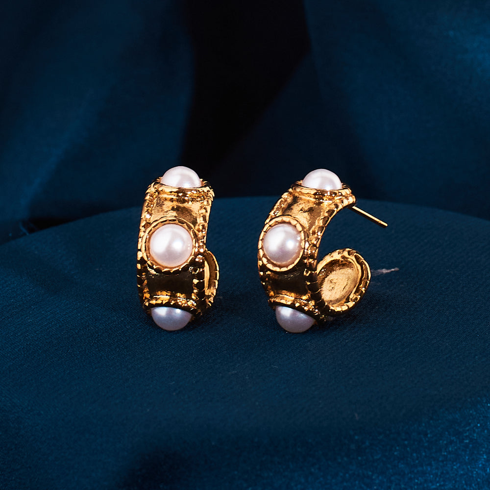 Lustrous Pearl gold Earrings - Salty Accessories