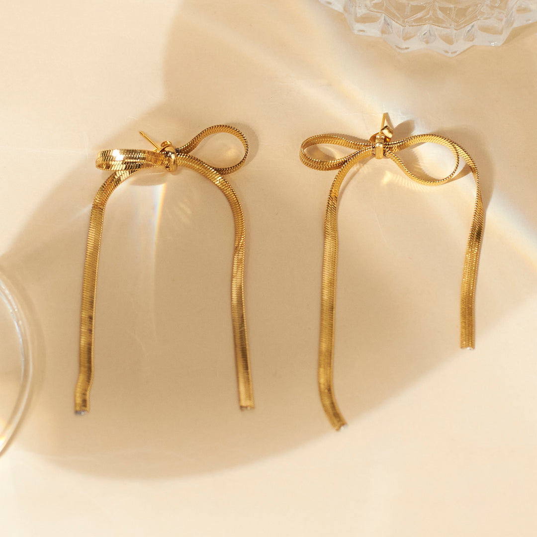 Bow Adorned Gold Earrings - Salty Accessories