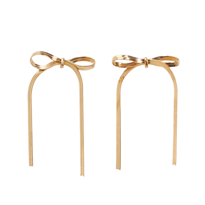 Bow Adorned Gold Earrings - Salty Accessories