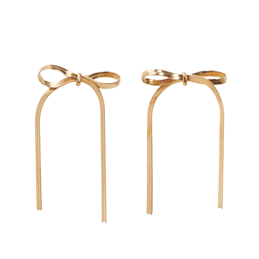 Bow Adorned Gold Earrings - Salty Accessories