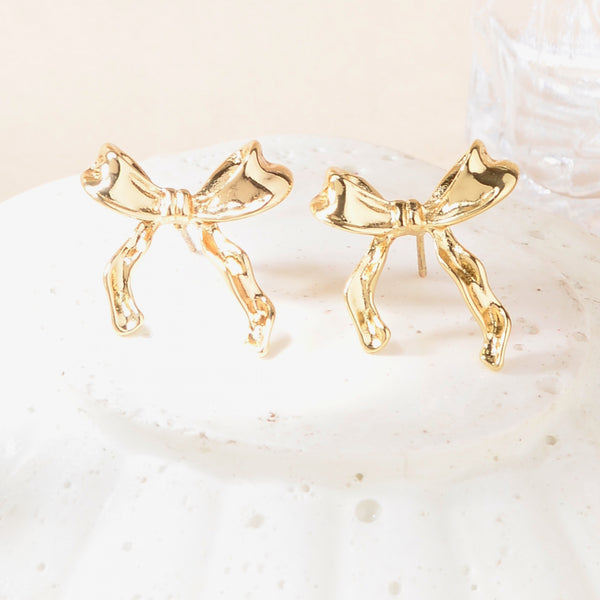 Graceful Cordon Tie Gold Earrings