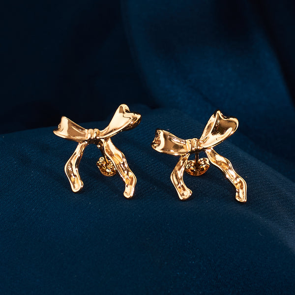 Graceful Cordon Tie Gold Earrings
