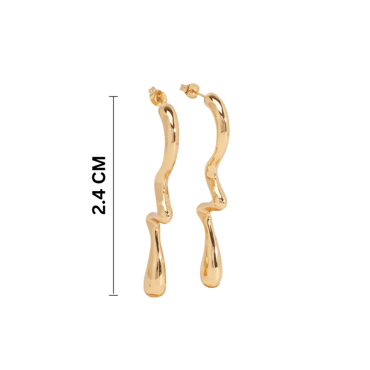 Curved Wave Gold Earrings