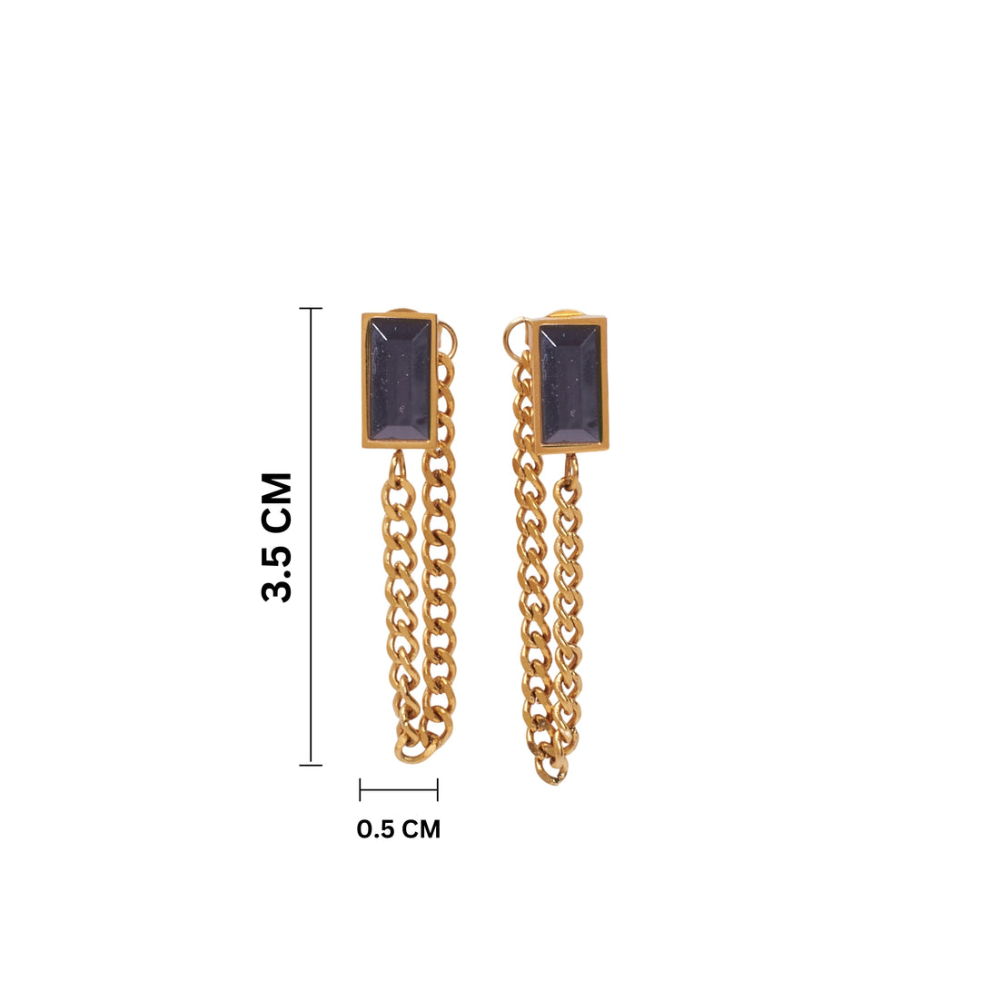 Midnight Elegance Gemstone Gold  Earrings - Salty Accessories