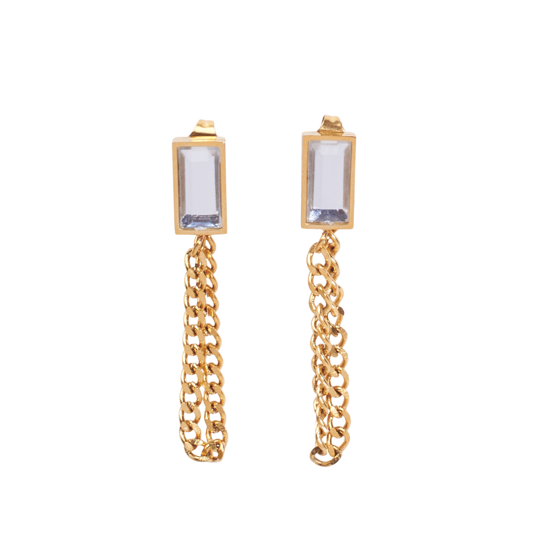 Ivory Sparkle Gemstone Gold Earrings