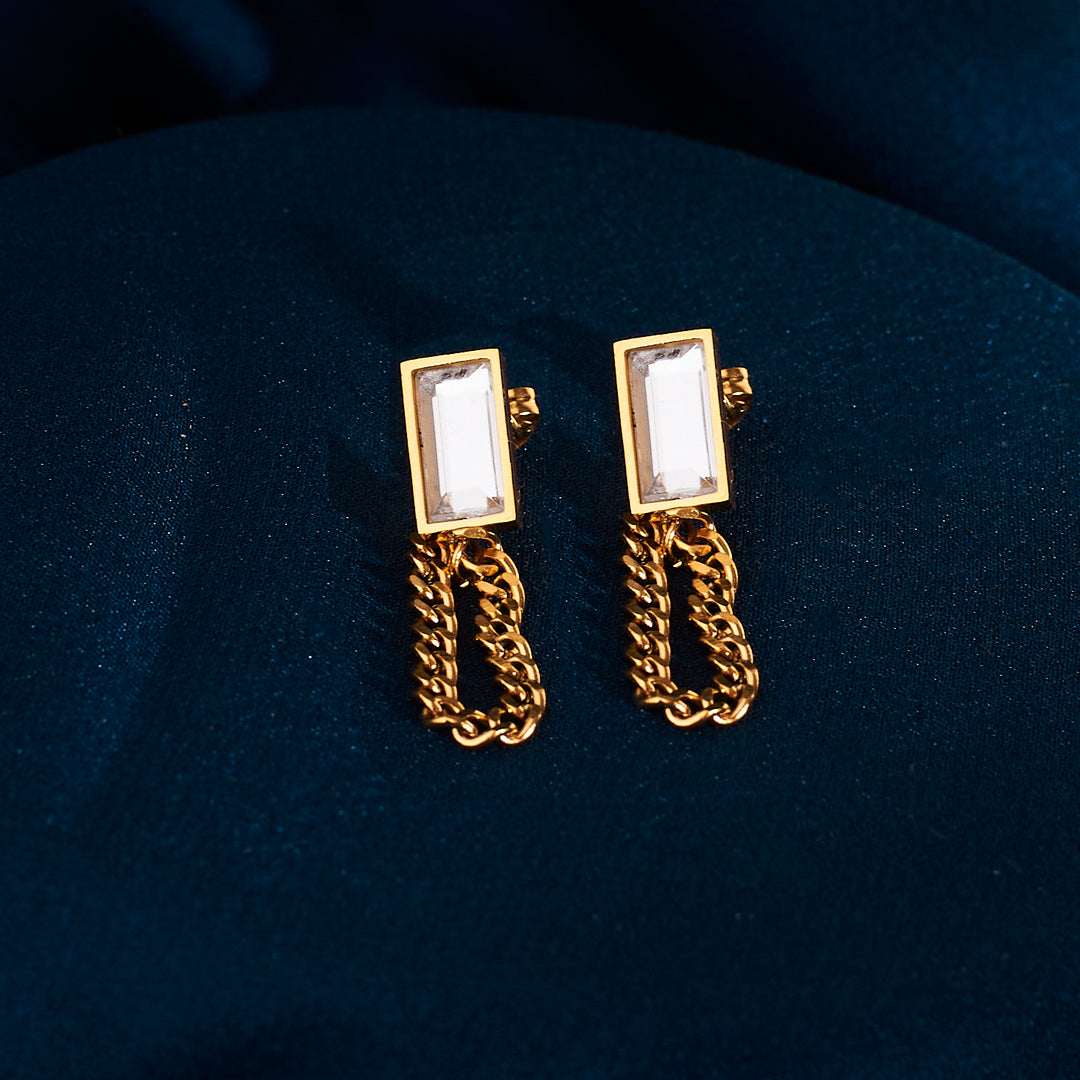 Ivory Sparkle Gemstone Gold Earrings - Salty Accessories