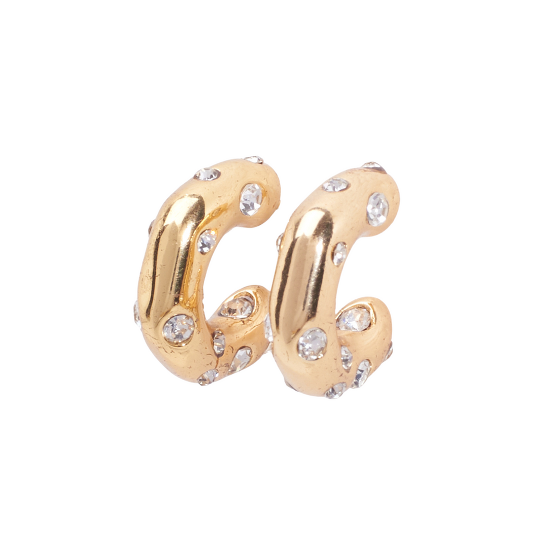 Stone Cascade Hoops Gold  Earrings - Salty Accessories