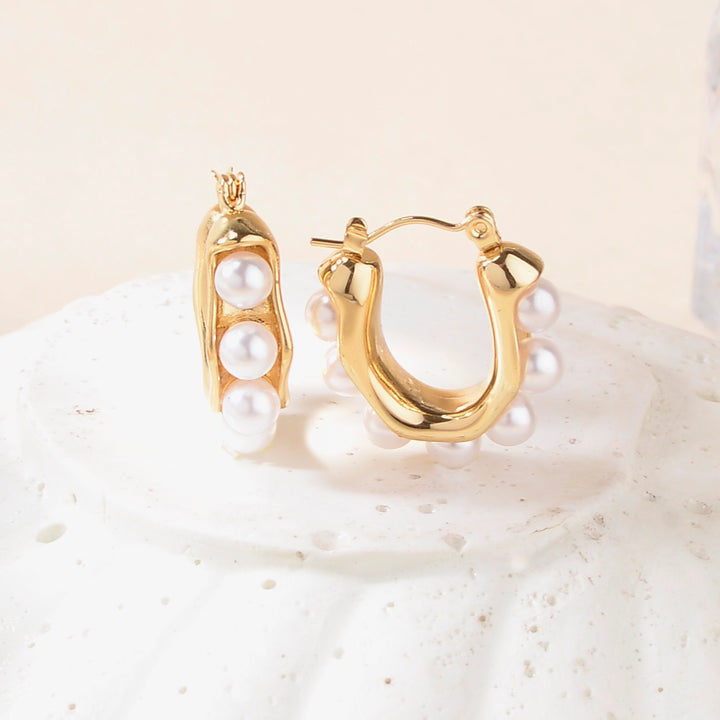 Lustrous Pearl Gold Earrings