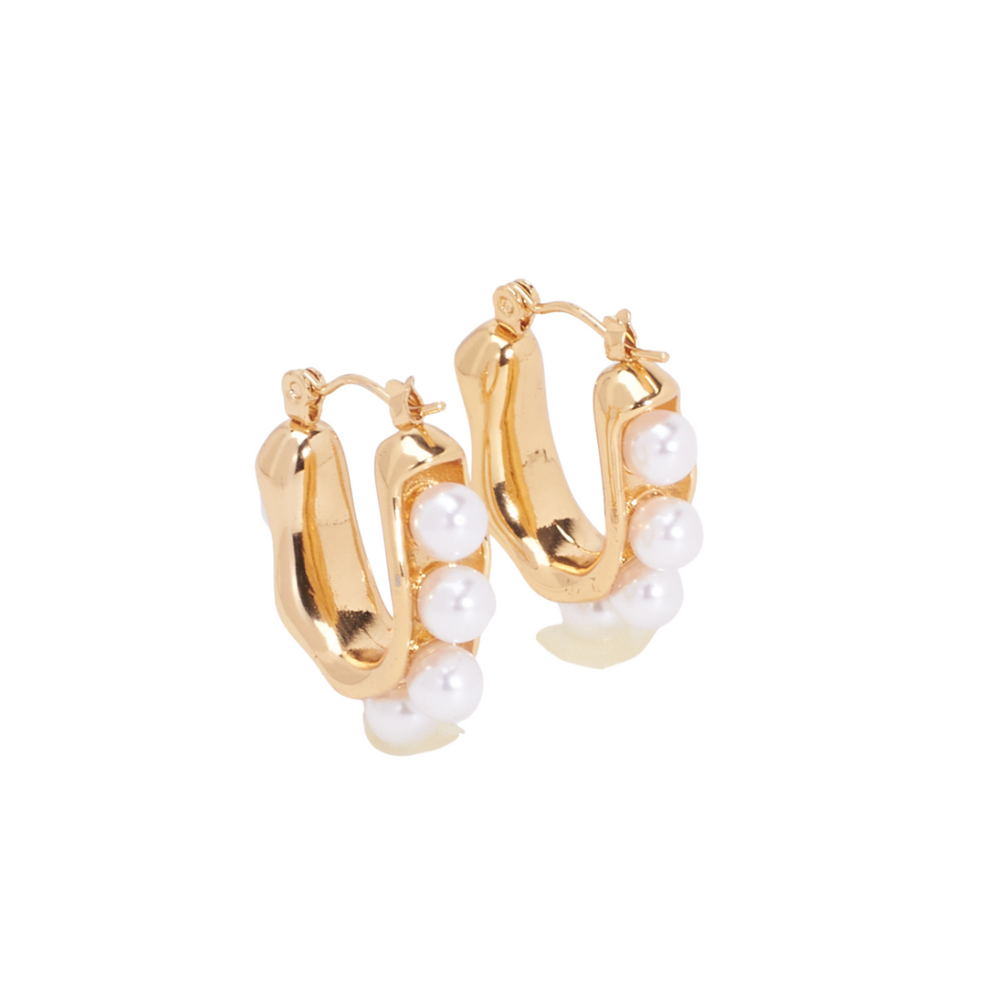 Lustrous Pearl Gold Earrings