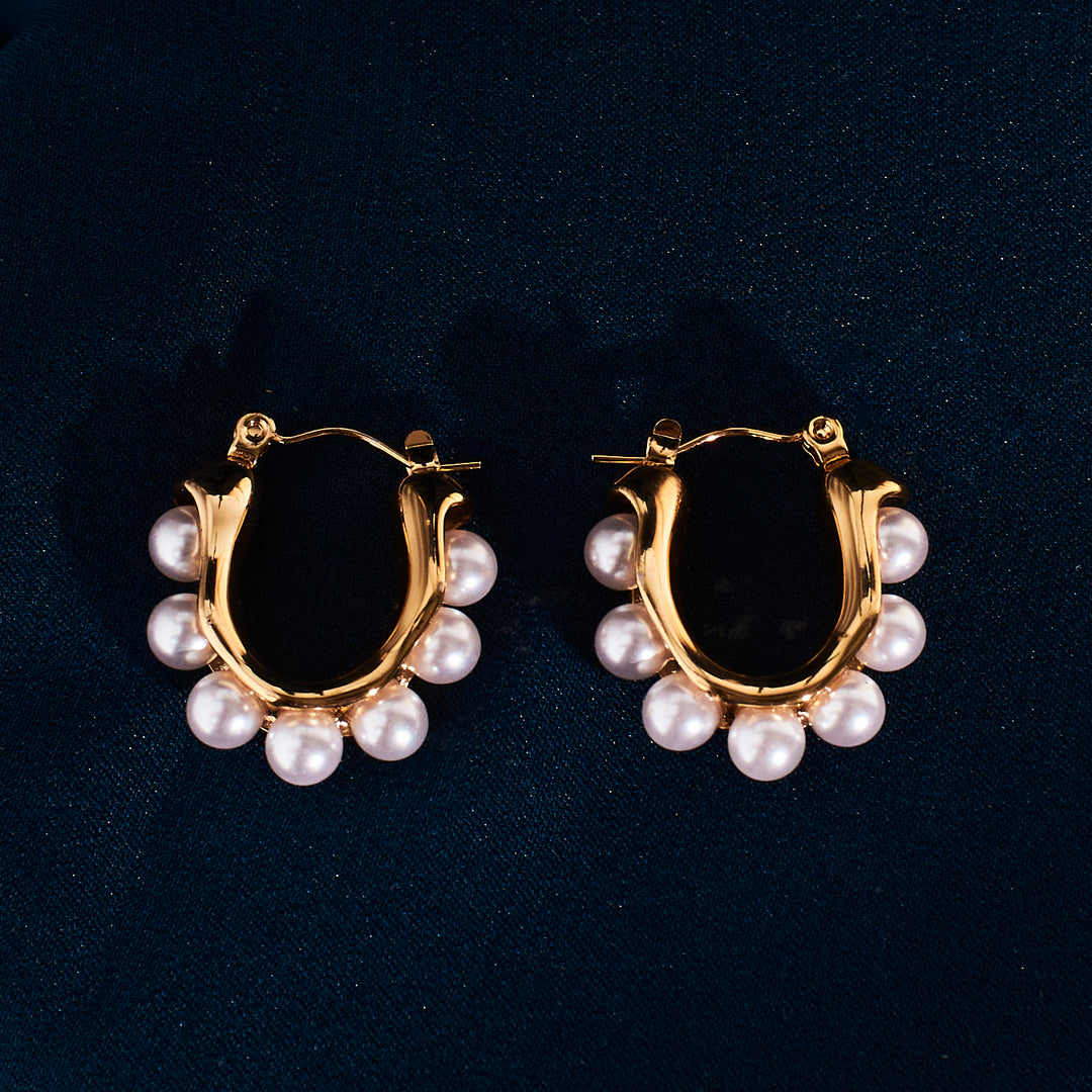 Lustrous Pearl Gold Earrings - Salty Accessories