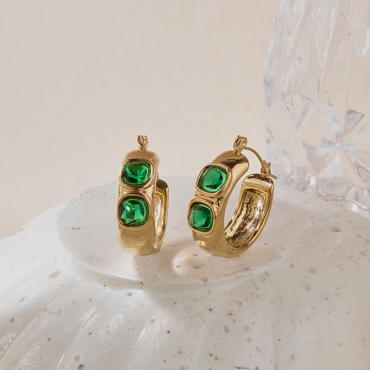 Forest Green Stone Earrings