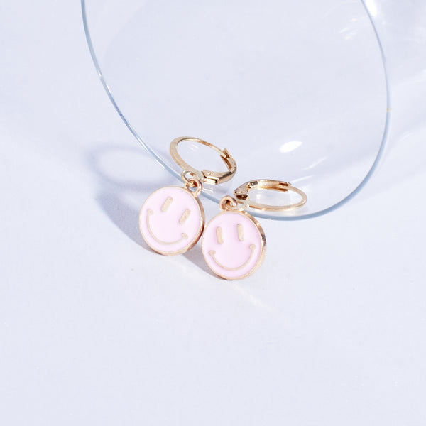 Happy Vibes Smiley Hoops