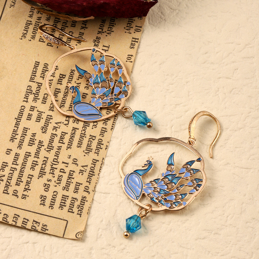 Majestic Peacock Plume Earrings - Salty Accessories