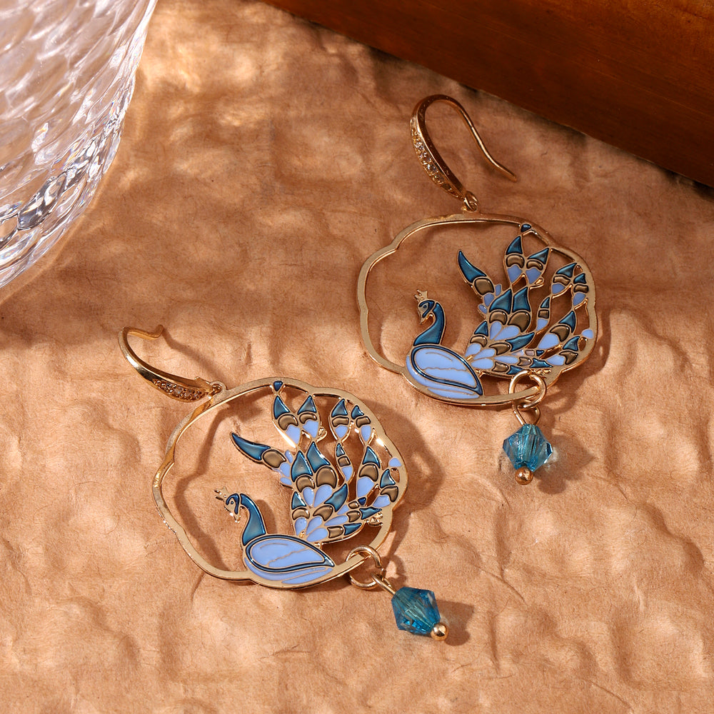 Majestic Peacock Plume Earrings - Salty Accessories