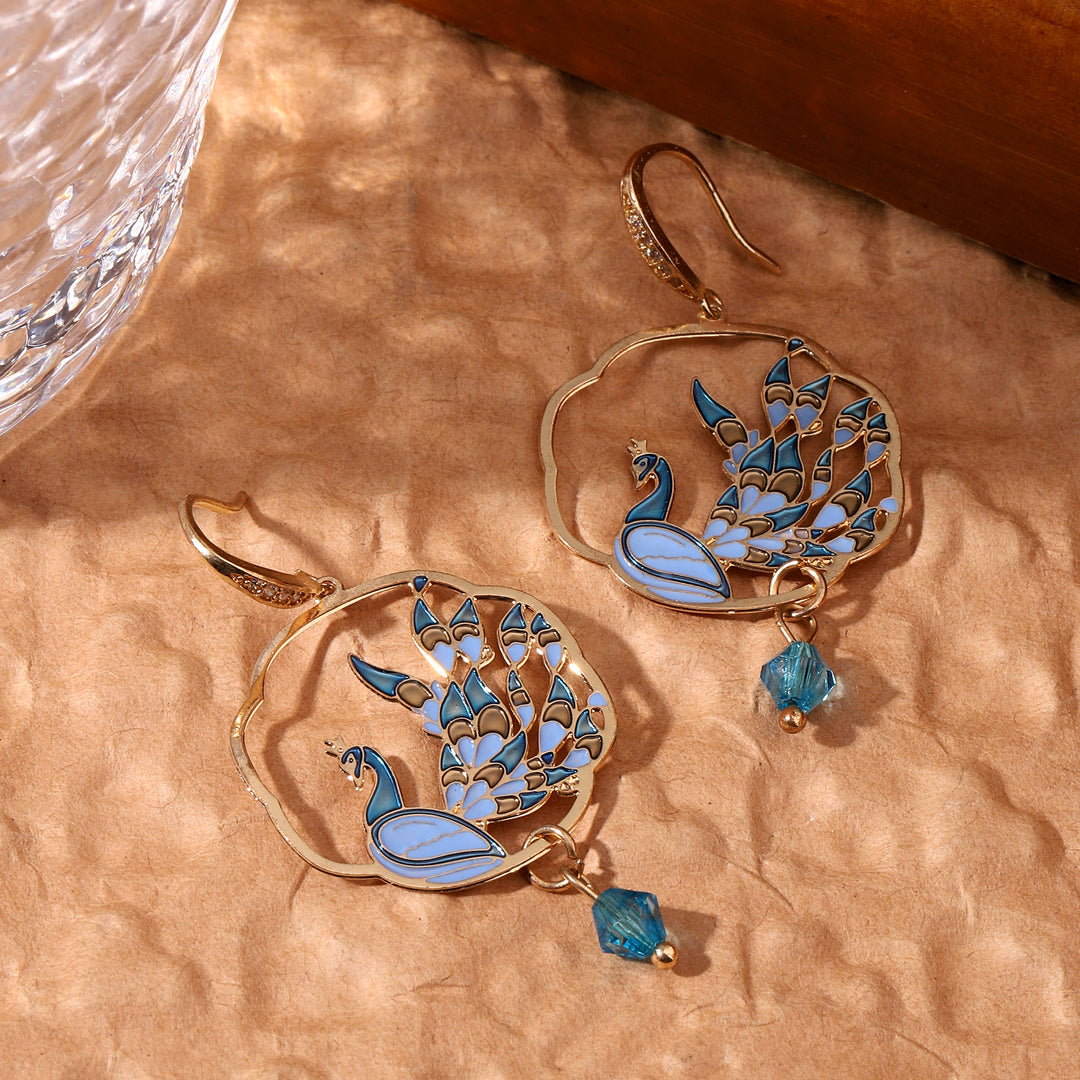 Majestic Peacock Plume Earrings - Salty Accessories