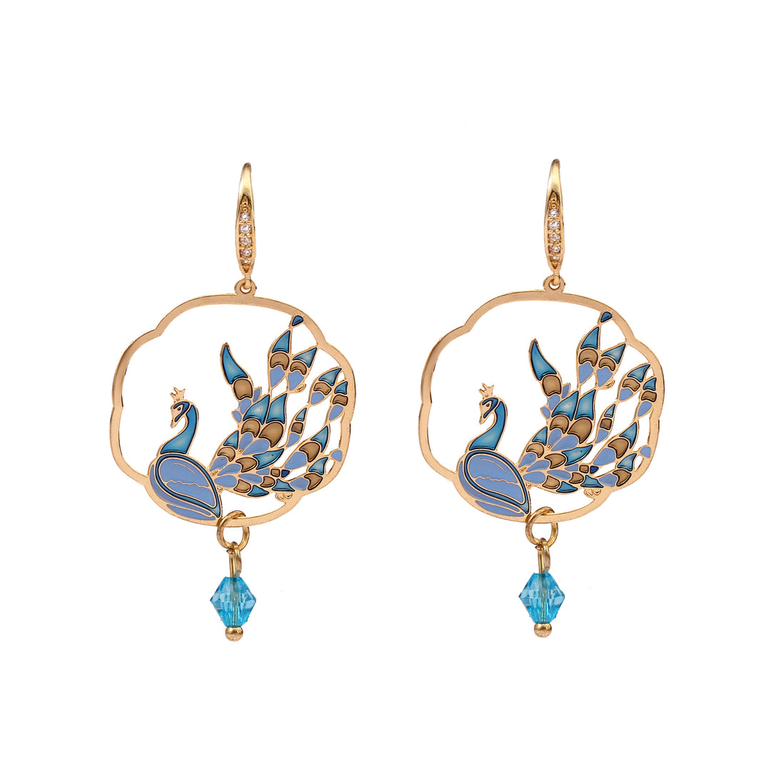 Majestic Peacock Plume Earrings - Salty Accessories