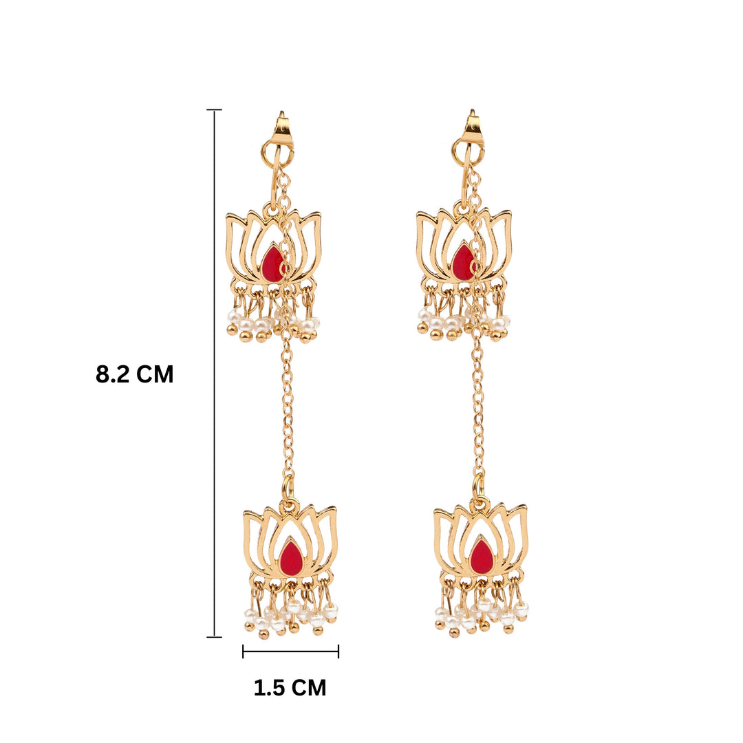 Serene Pearl Lotus Drops Earring