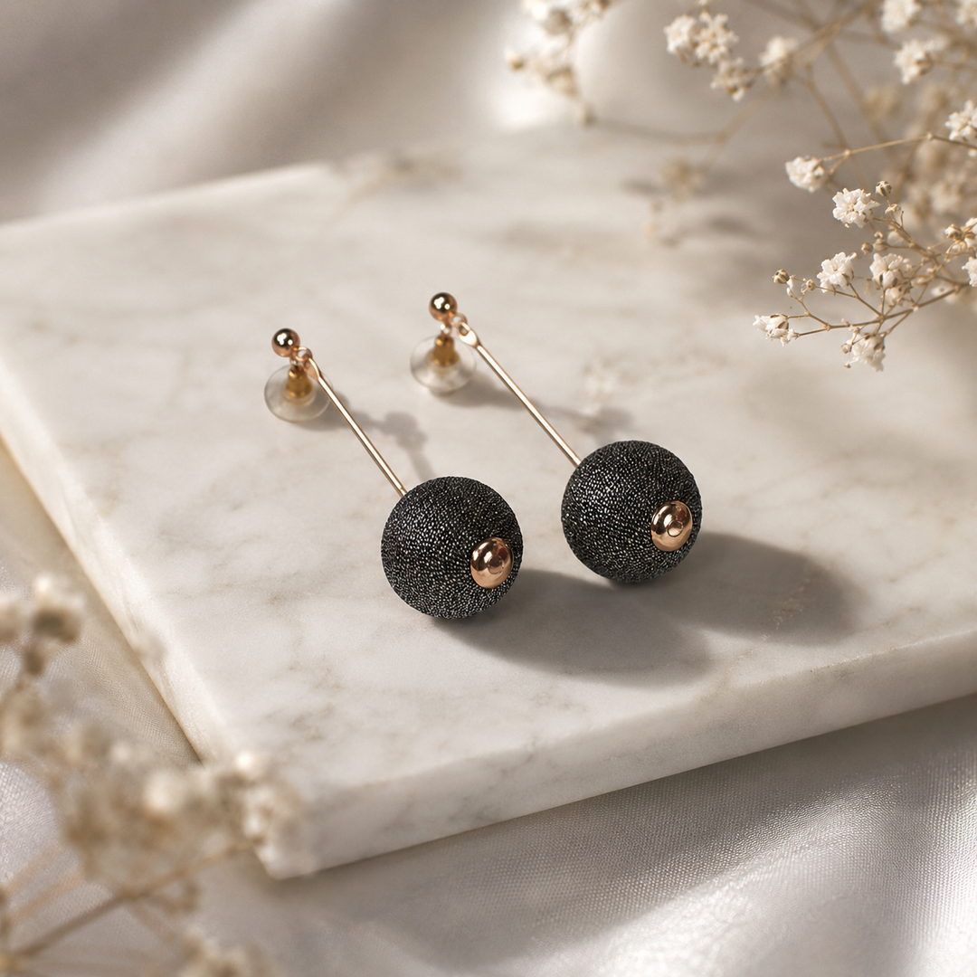 Glam Black Drops Earrings