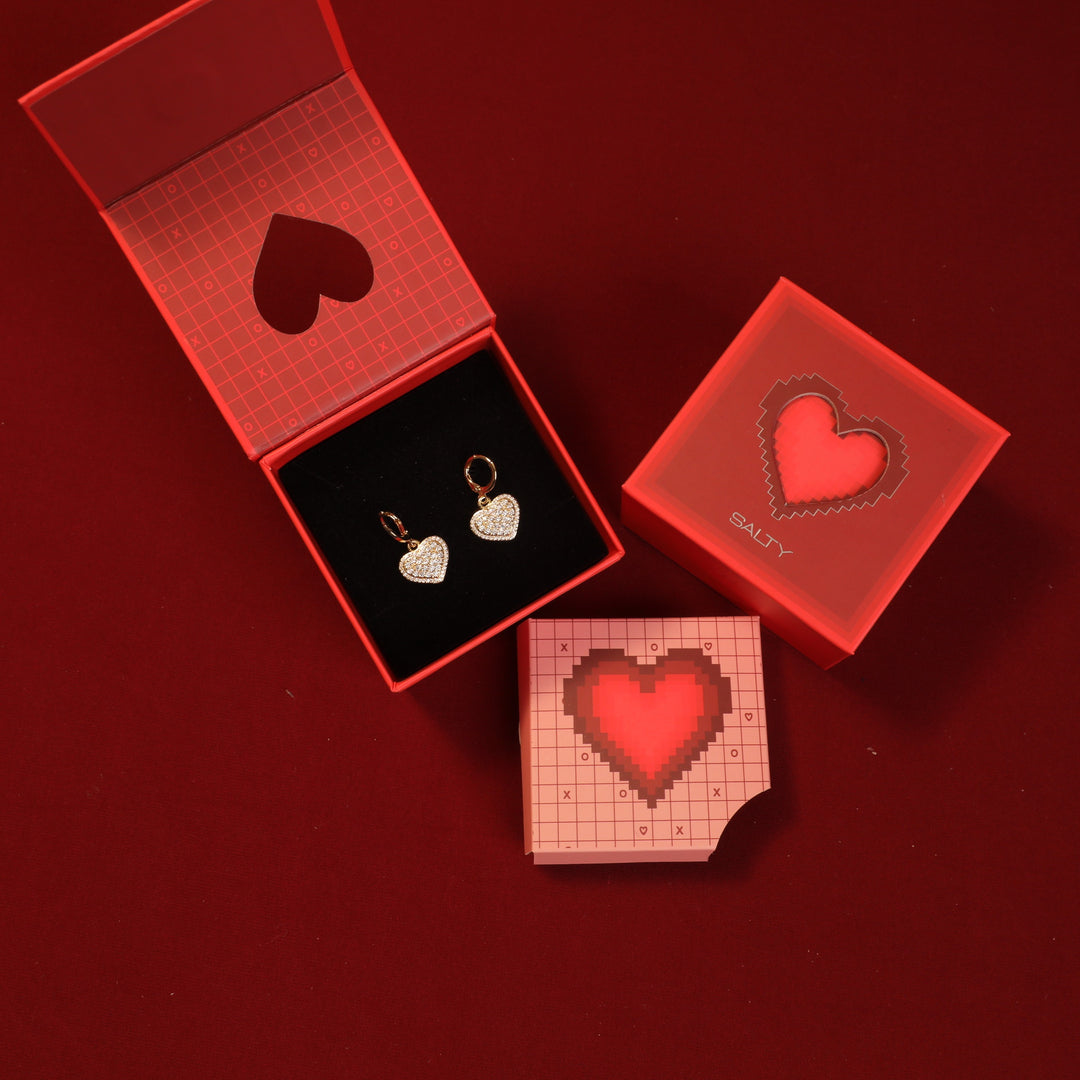 Loving Touch Heart Earrings With Valentine Box