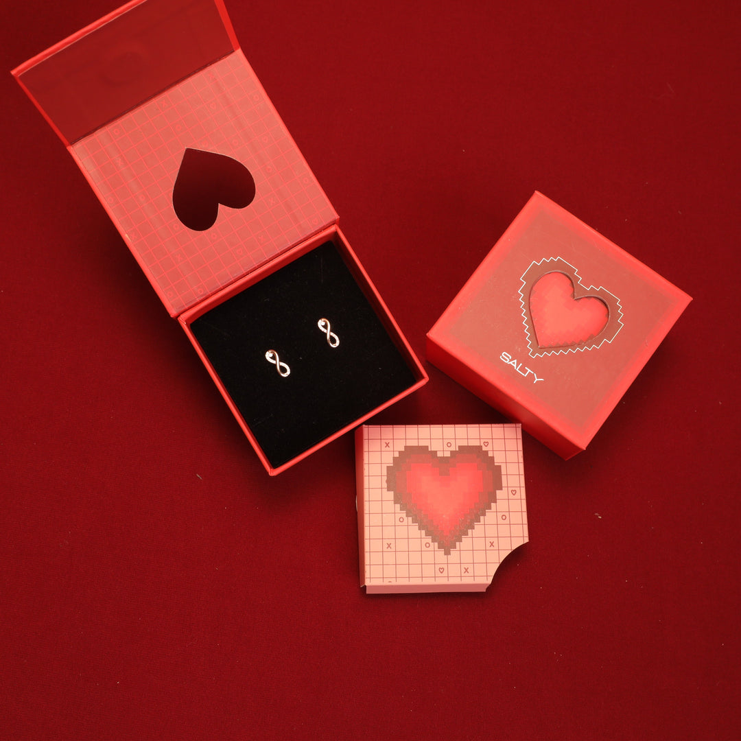 Limitless Infinity Twist White Earrings With Valentine Box - Salty Accessories