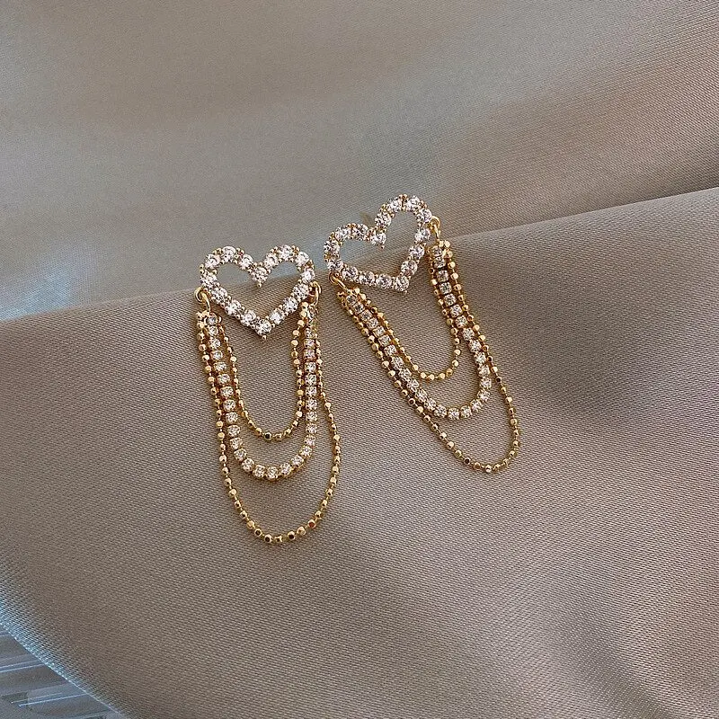 Elegant Heart Chain Earrings