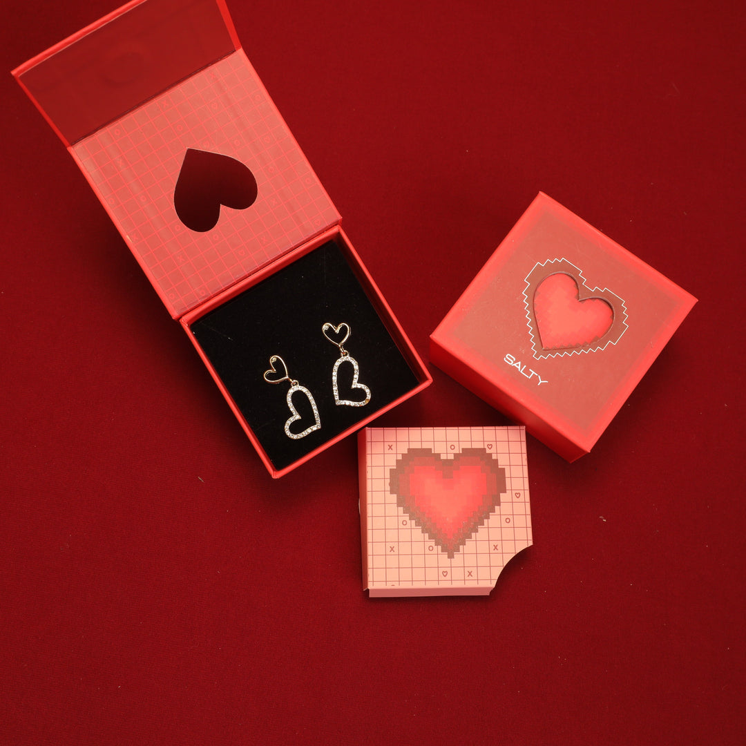 Charming Heart Earrings With Valentine Box