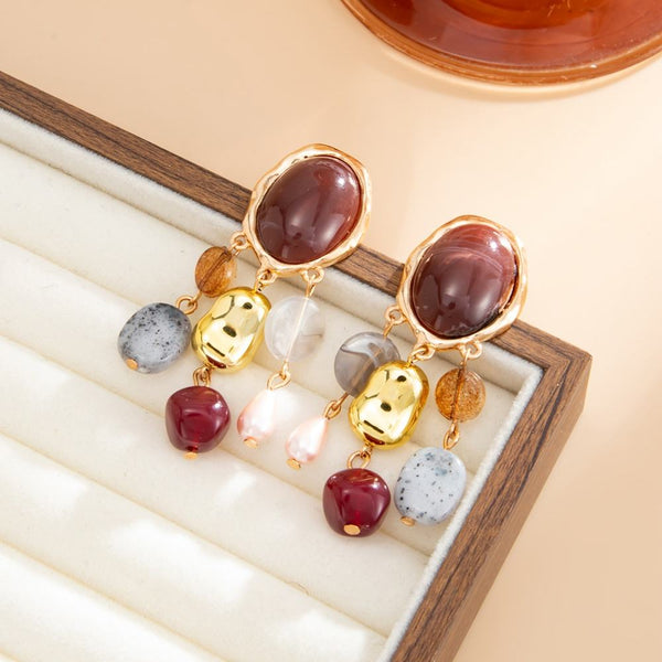 Berry Chaotic Charm Drop Earrings