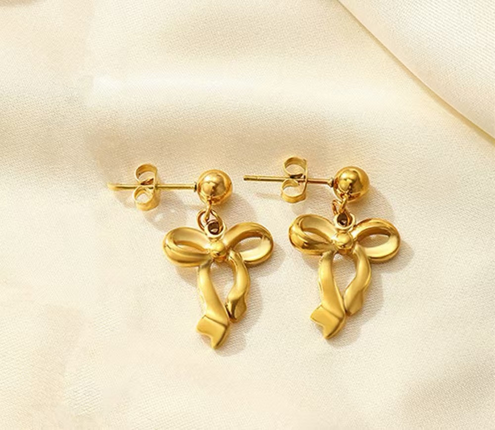 Golden Bow Whisper Stud Earrings