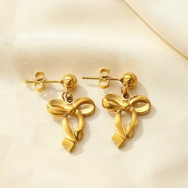 Golden Bow Whisper Stud Earrings
