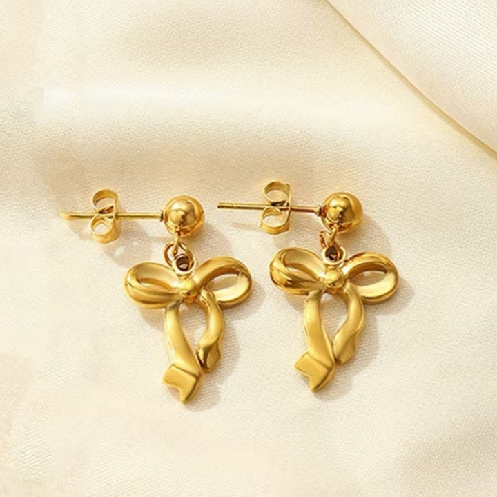 Golden Bow Whisper Stud Earrings