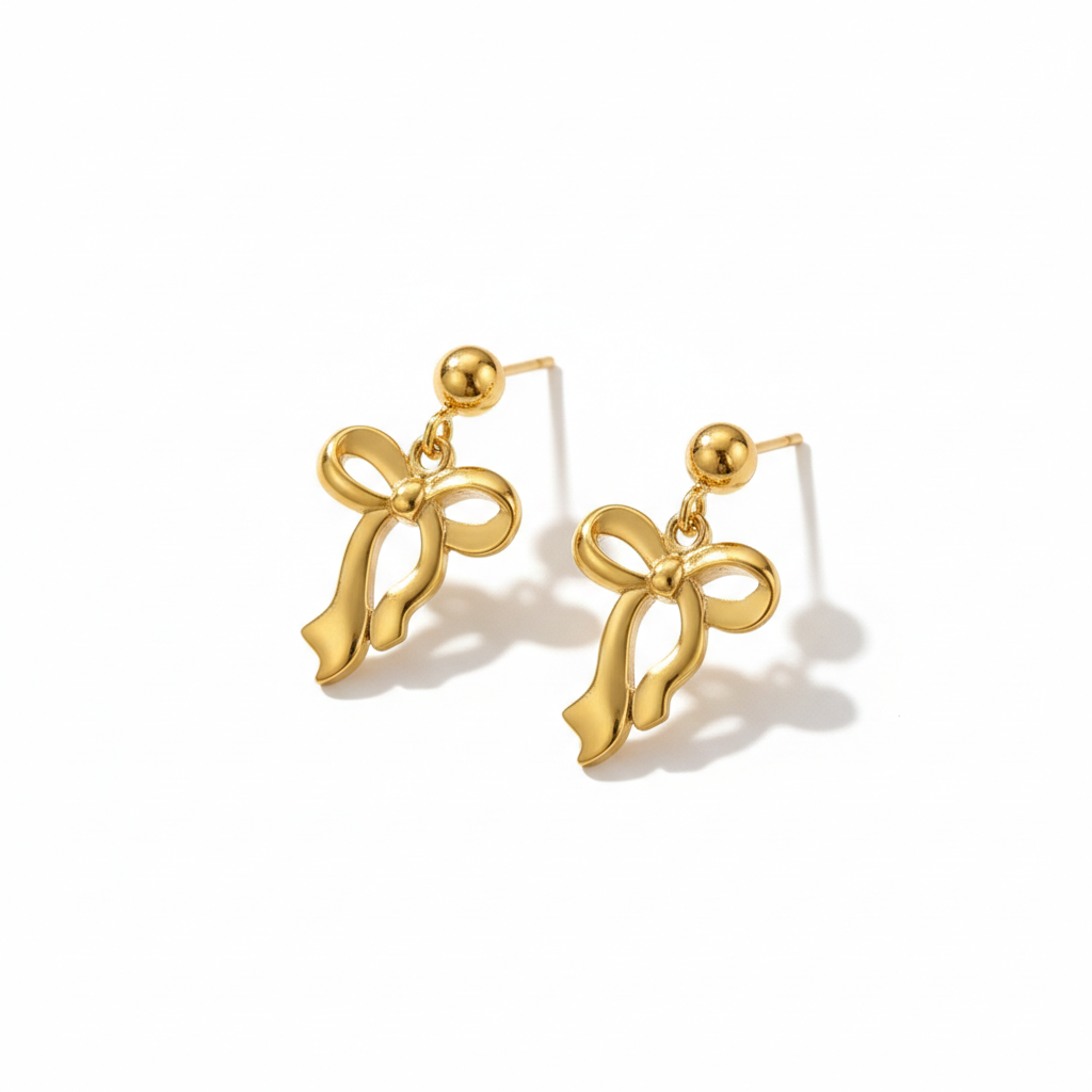 Golden Bow Whisper Stud Earrings