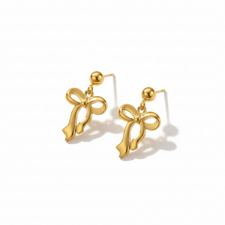 Golden Bow Whisper Stud Earrings