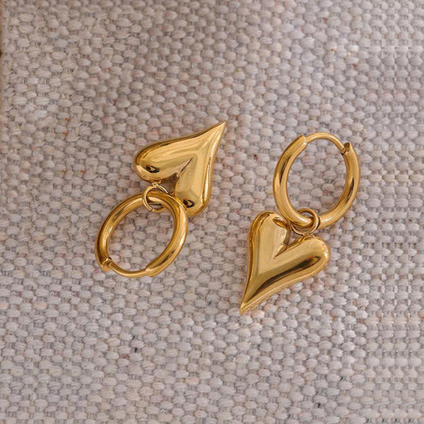 Golden Heart Hoop Earrings