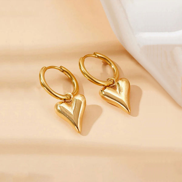 Golden Heart Hoop Earrings