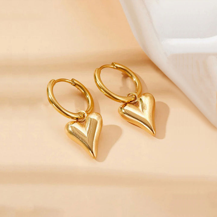 Golden Heart Hoop Earrings