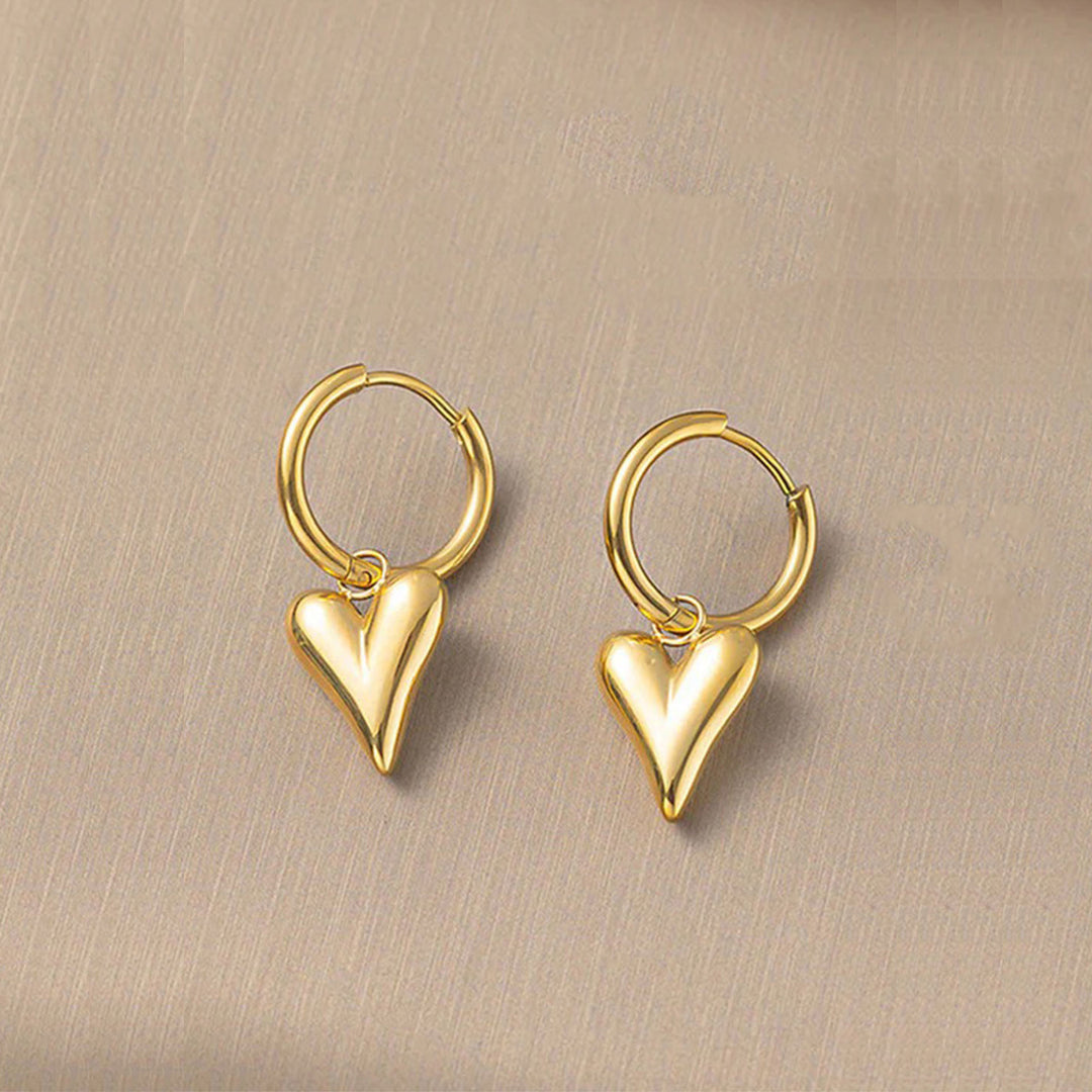 Golden Heart Hoop Earrings