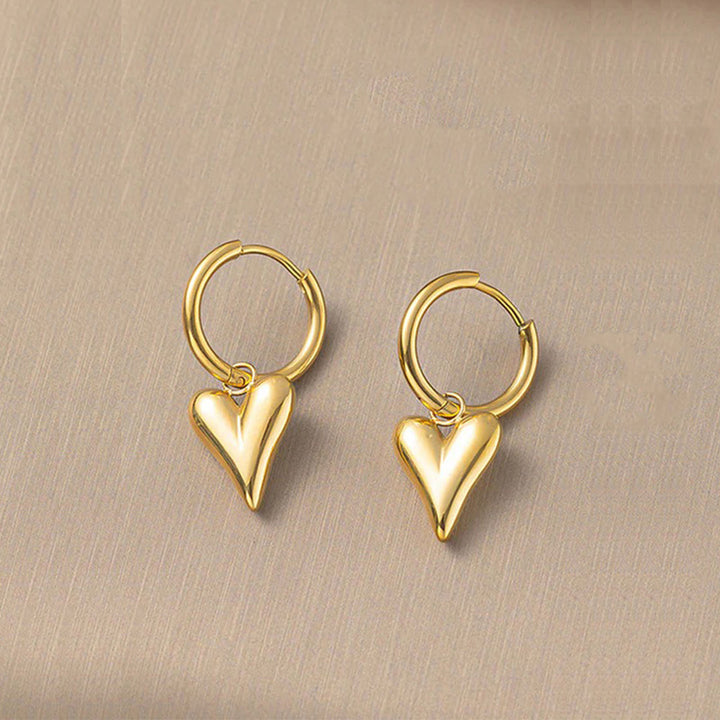 Golden Heart Hoop Earrings