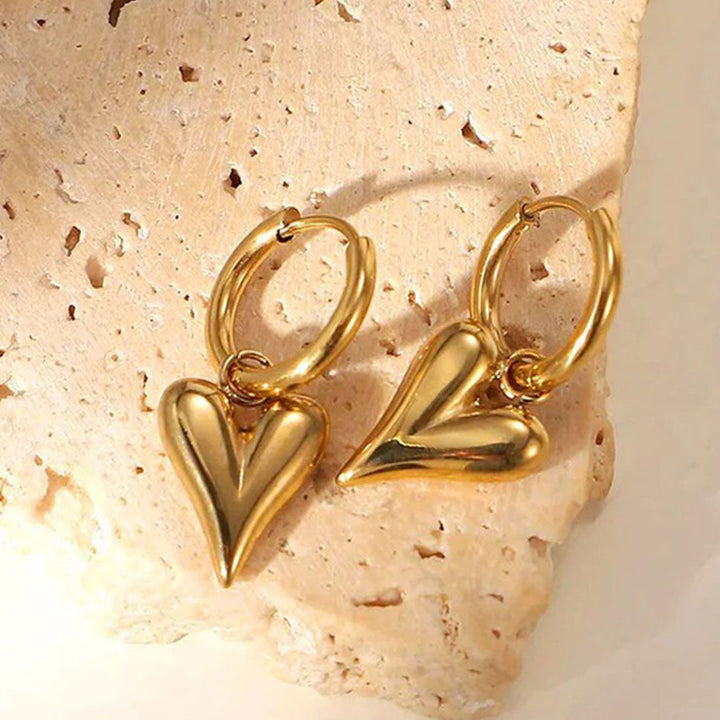 Golden Heart Hoop Earrings