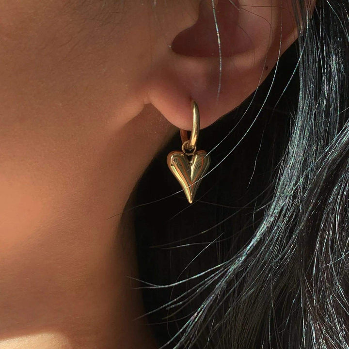 Golden Heart Hoop Earrings