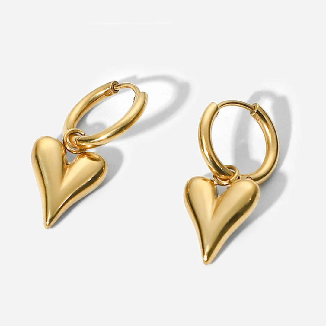 Golden Heart Hoop Earrings