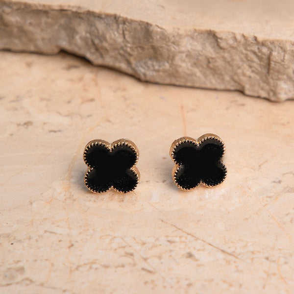 Noir Clover Bloom Studs