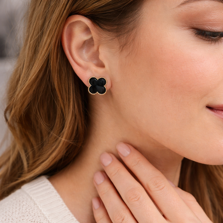 Noir Clover Bloom Studs | Salty