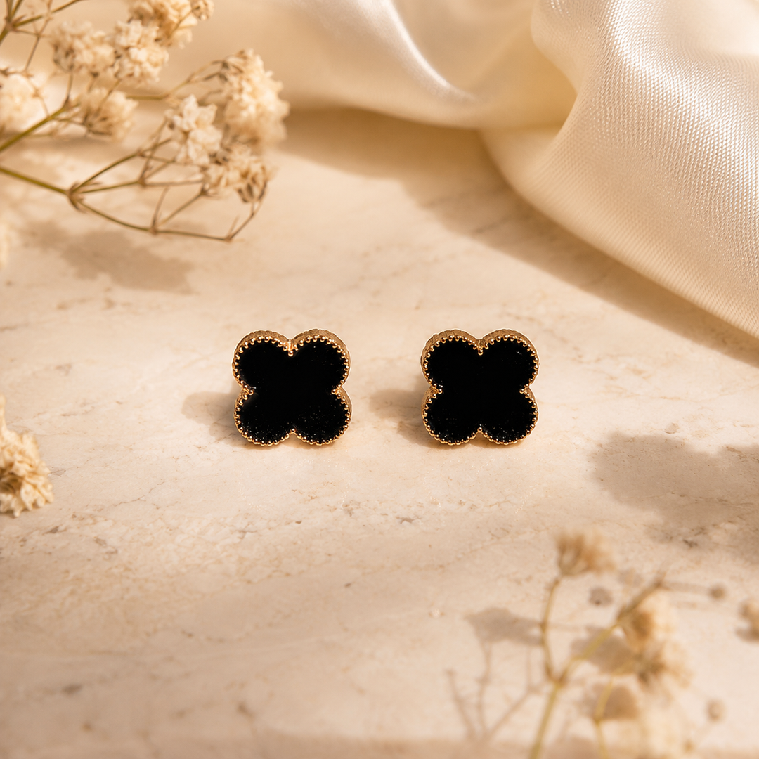 Noir Clover Bloom Studs