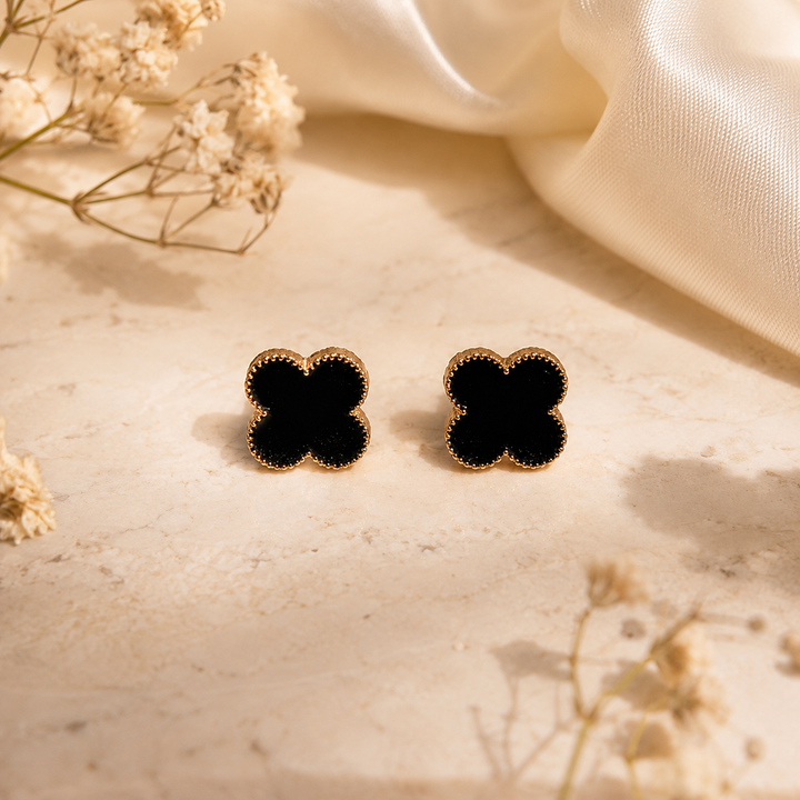 Noir Clover Bloom Studs