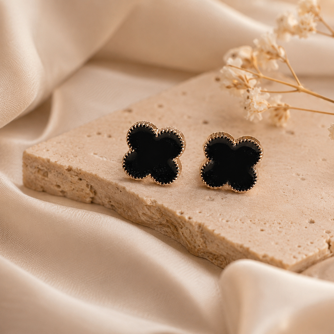 Noir Clover Bloom Studs