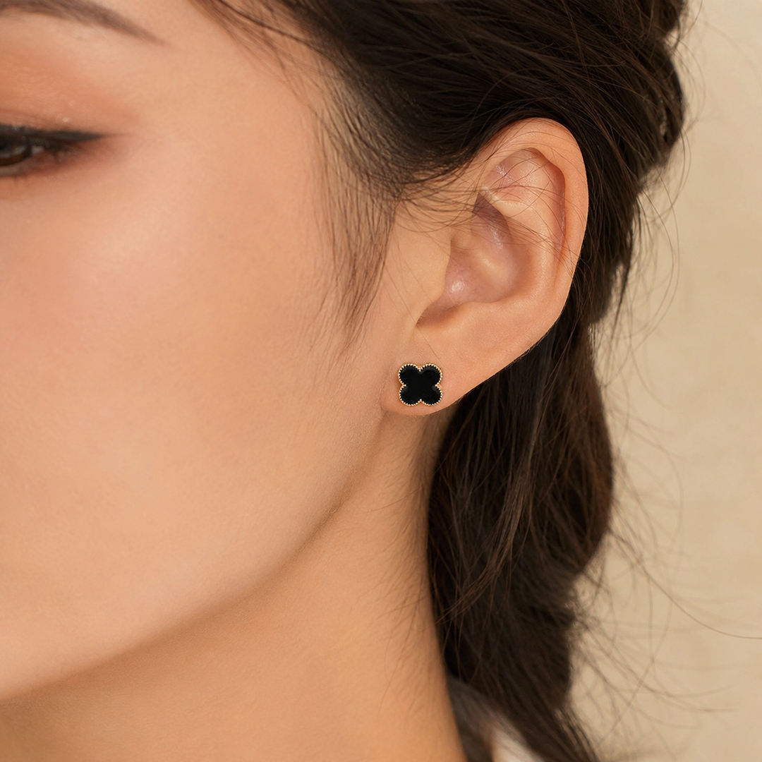 Noir Clover Bloom Studs