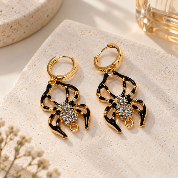 Web of Secrets Spider Huggie Earrings