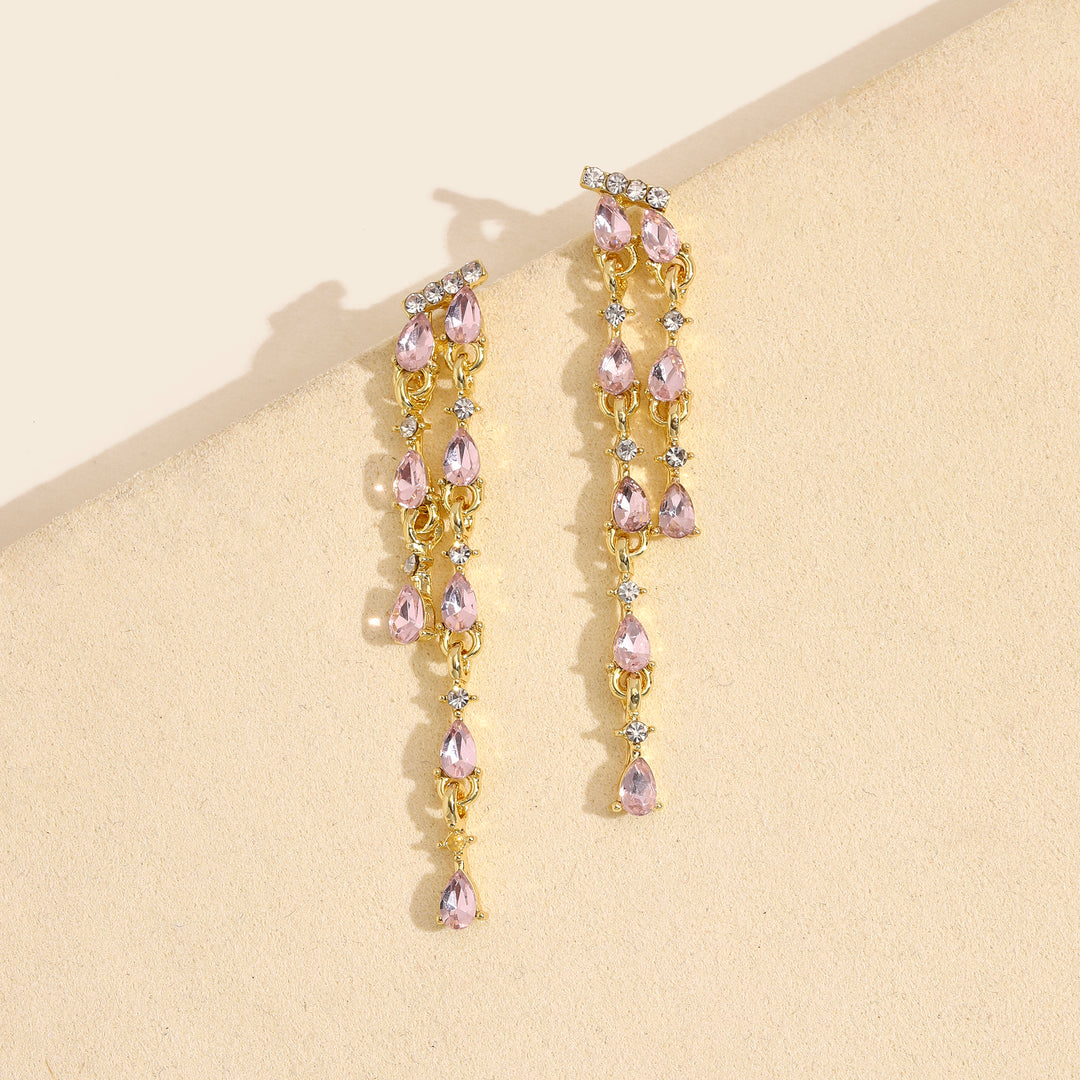 Blush Cascade Crystal Drop Earrings