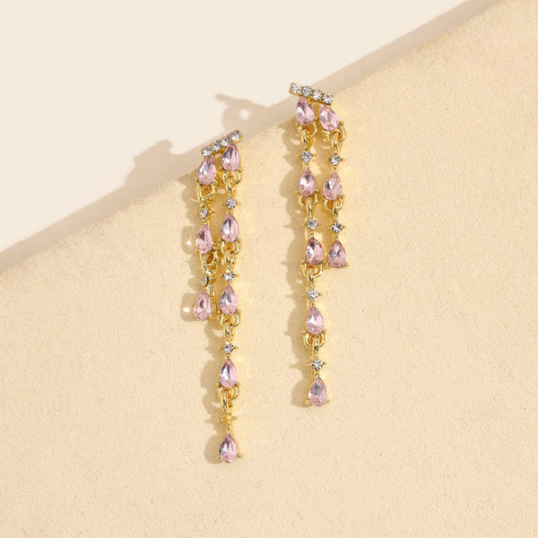 Blush Cascade Crystal Drop Earrings