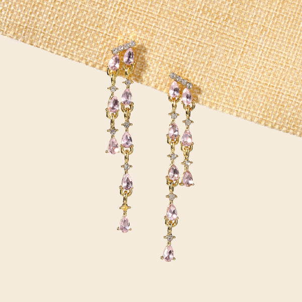 Blush Cascade Crystal Drop Earrings